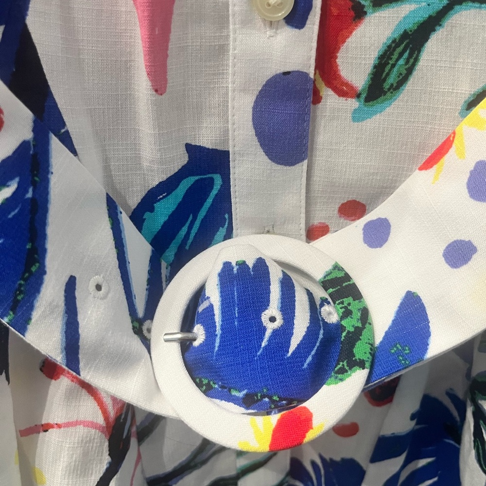 LOFT Red and Blue A-Line Shirt Dress - Picture 6 of 13
